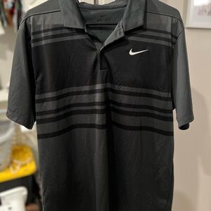 Nike Black Polo Shirt with Stripe Design
